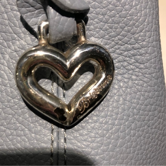 Leather Brighton Baby Blue Barbados Zip Tote Hobo w/ Silver Charm, Braided Strap - Picture 14 of 16